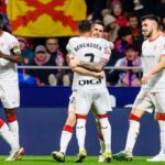 Jogadores do Athletic Bilbao comemoram vitória sobre o Atlético de Madrid