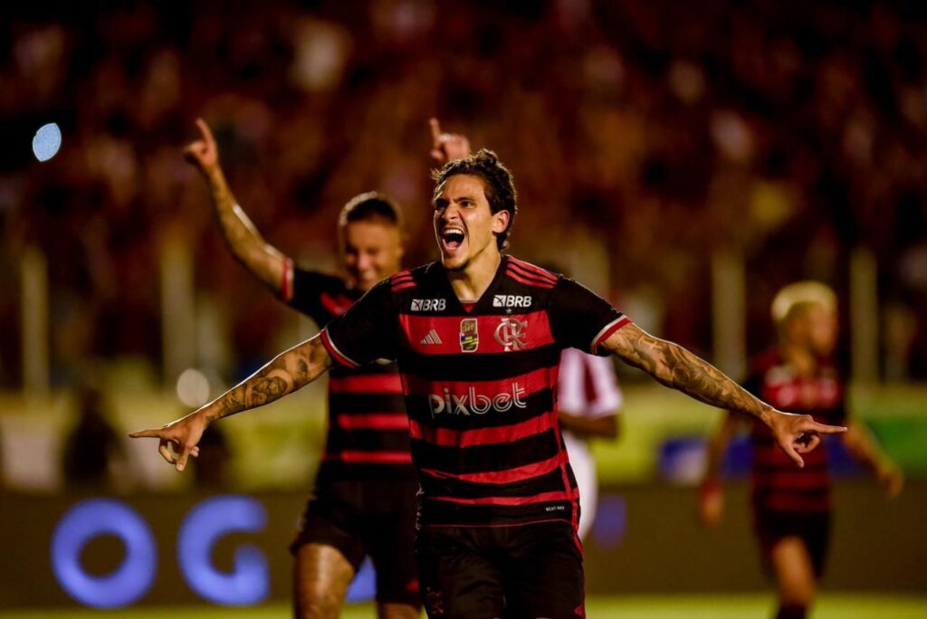 Pedro comemora gol pelo Flamengo
