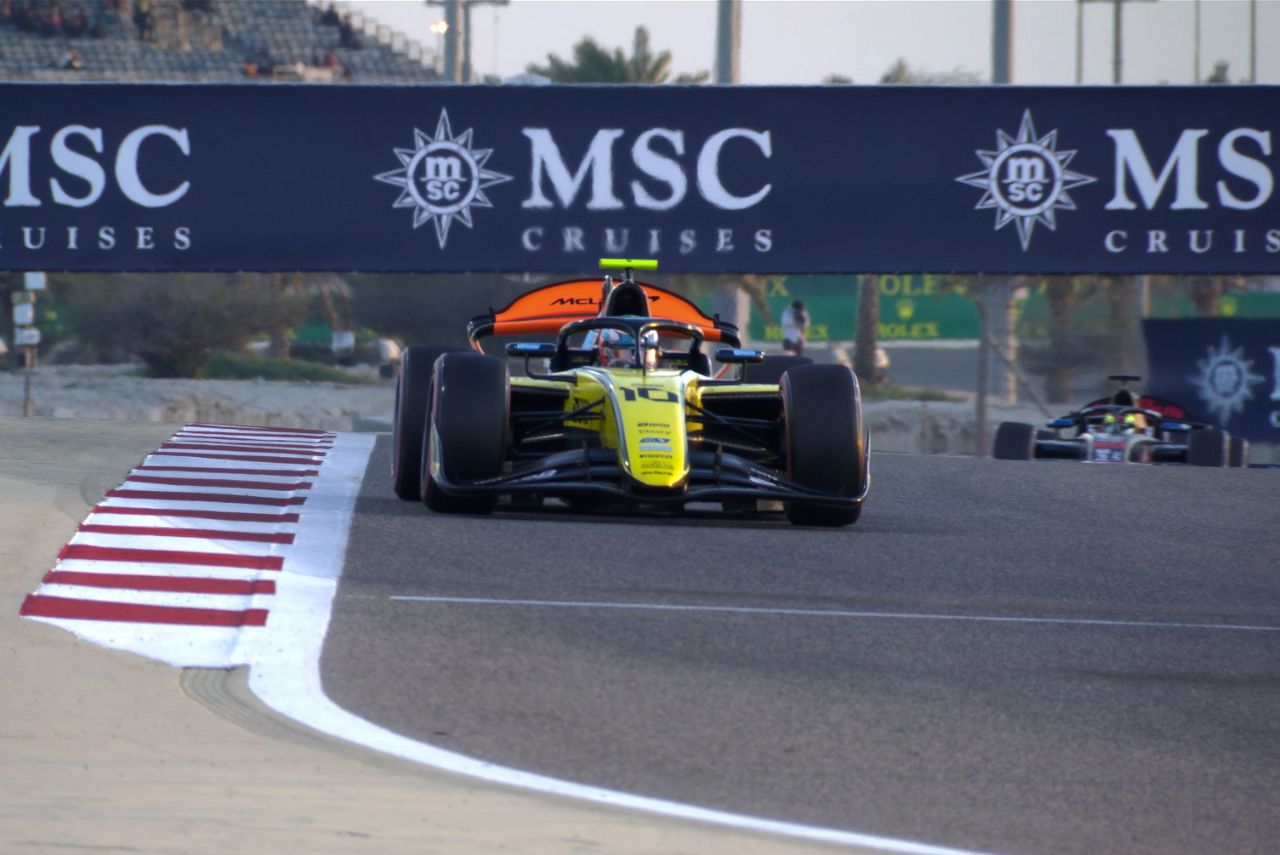 Carro do brasileiro Gabriel Bortoleto no GP do Bahrein de Fórmula 2 2024