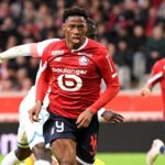 Centroavante Jonathan David em jogo do Lille contra o Le Havre no Francês em 2024