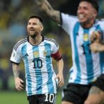 Lionel Messi comemora em jogo da Seleção Argentina em 2023