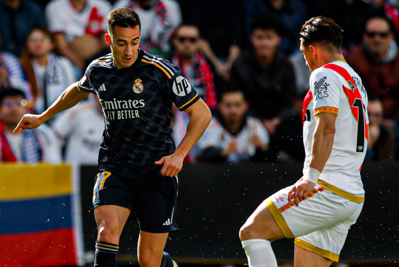 Lance do jogo Real Madrid x Rayo Vallecano no Campeonato Espanhol em 2024