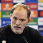 Treinador Thomas Tuchel concede entrevista após jogo da Champions League pelo Bayern de Munique