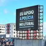 Mensagem veiculada nos telões da Vila Belmiro, antes da partida entre Santos e Novorizontino (Foto: X/Reprodução)