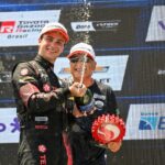 Felipe Baptista comemora vitória em Goiânia no pódio da Stock Car 2024