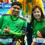 Laissa Vasconcelos e André Martins, jogadores da bocha, antes da Paralimpíada de Paris-2024