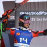Lucas Braathen em prova do Esqui Alpino em 2022
