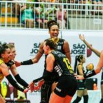 Jogadoras do Praia Clube comemora título da Copa Brasil de Vôlei 2024 contra o Minas