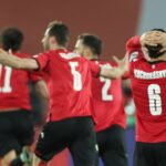 Seleção da Geórgia comemorando classificação à Eurocopa 2024
