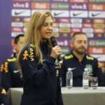 Leila Pereira está como chefe da delegação da Seleção Brasileira. Foto: Leila Pereira como chefe da delegação da Seleção Brasileira — Foto: Rafael Ribeiro / CBF