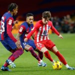 Lance do jogo Atlético de Madrid x Barcelona no Campeonato Espanhol 2023