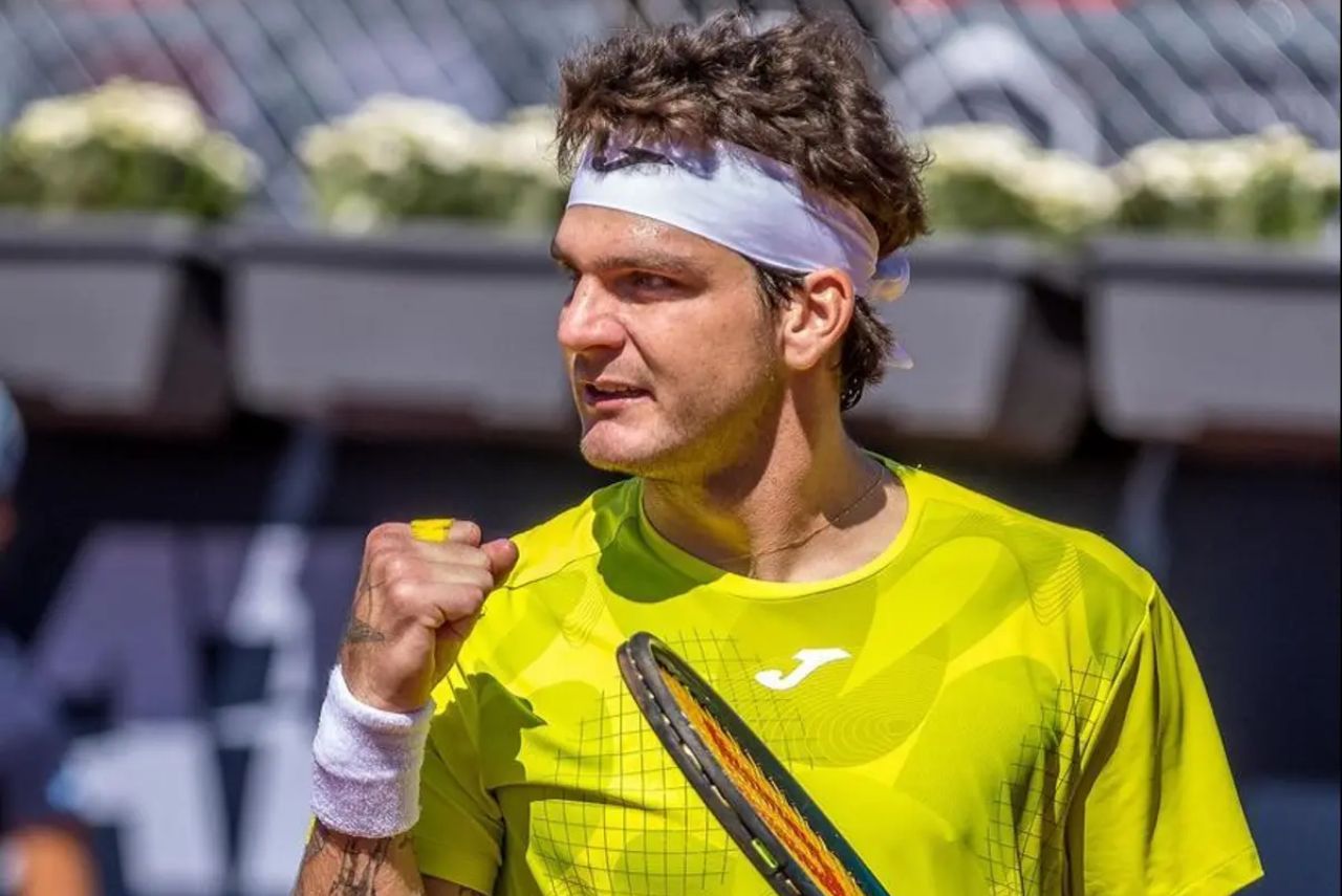 Tenista Thiago Wild em jogo do ATP 250 de Bucareste