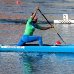 Canoísta Valdenice do Nascimento em prova do Mundial de Canoagem Velocidade 2023