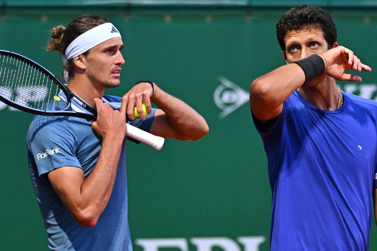 Tenistas Alexander Zverev e Marcelo Melo no Masters 1000 de Monte Carlo 2024