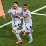 Jogadores do Bahia comemoram gol contra o Botafogo no Brasileirão
