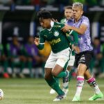 Endrick durante vitória do Palmeiras na Libertadores