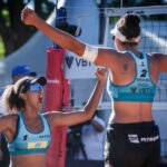 Duda e Ana Patrícia comemoram vitória no Elite16 de Brasília do Circuito Mundial de Vôlei de Praia