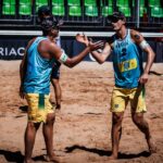 Evandro e Arthur no Elite16 de Brasília do Circuito Mundial de Vôlei de Praia 2024