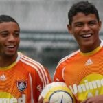 Lateral-esquerdo Marcelo e zagueiro Thiago Silva em treino do Fluminense em 2006