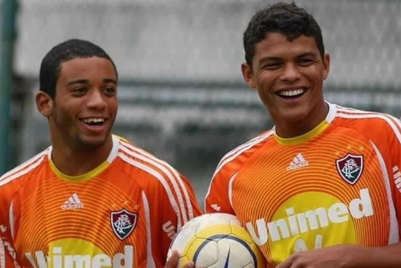 Lateral-esquerdo Marcelo e zagueiro Thiago Silva em treino do Fluminense em 2006
