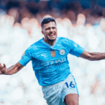 Rodri comemora gol pelo Manchester City em 2023/24