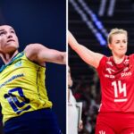 Gabriela Guimarães e Joanna Wołosz em jogos de Brasil e Polônia na VNL 2024