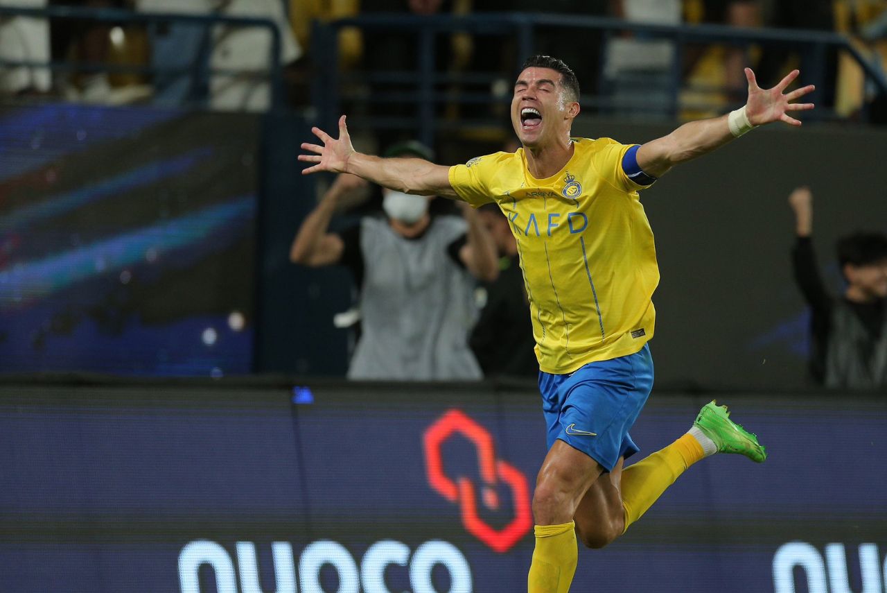 Cristiano Ronaldo marcou duas vezes na vitória do Al-Nassr (Foto: Reprodução)