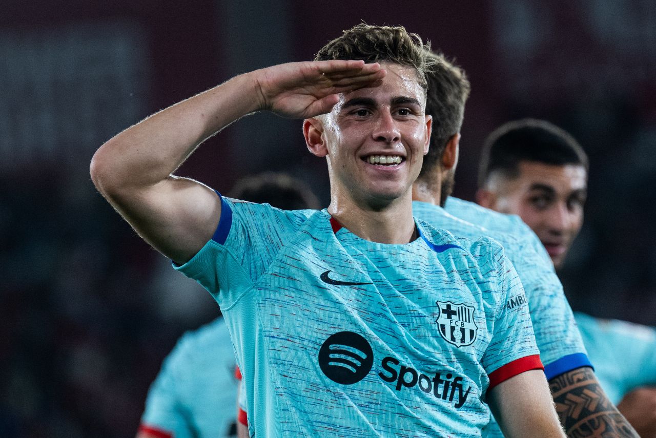 Fermín López marcou duas vezes na vitória do Barcelona sobre o Almería (Foto: Reprodução)