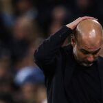 Pep Guardiola admitiu erro na estratégia do jogo. Foto: DARREN STAPLES/AFP