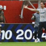 Luciano e Zubeldía comemorando o gol do São Paulo. Foto: Reprodução/X