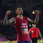 Raphinha marcou o último gol do Barcelona no jogo. Foto: LLUIS GENE/AFP