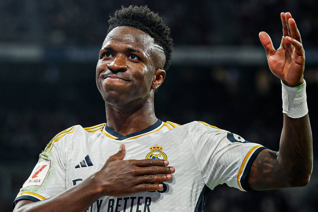 Vini Jr. marcou duas vezes na vitória do Real Madrid. Foto: Reprodução/X