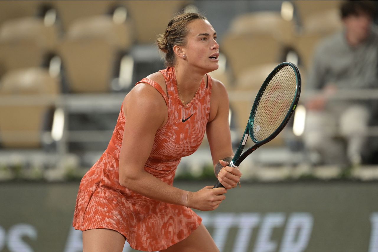 Sabalenka durante vitória na França