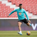 Gabriel Magalhães em treino da Seleção Brasileira