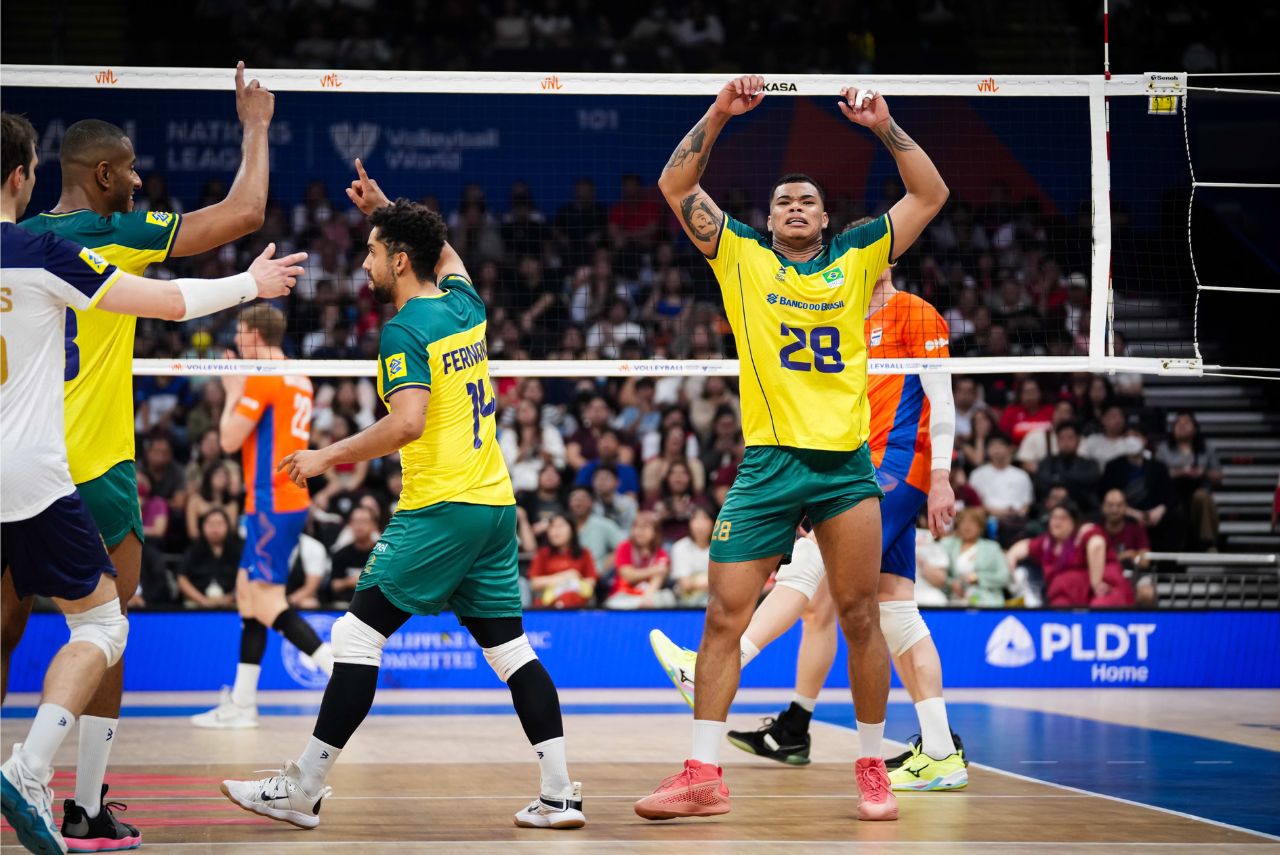 Darlan foi o maior pontuador do Brasil contra a Holanda pela VNL (Foto: Divulgação)