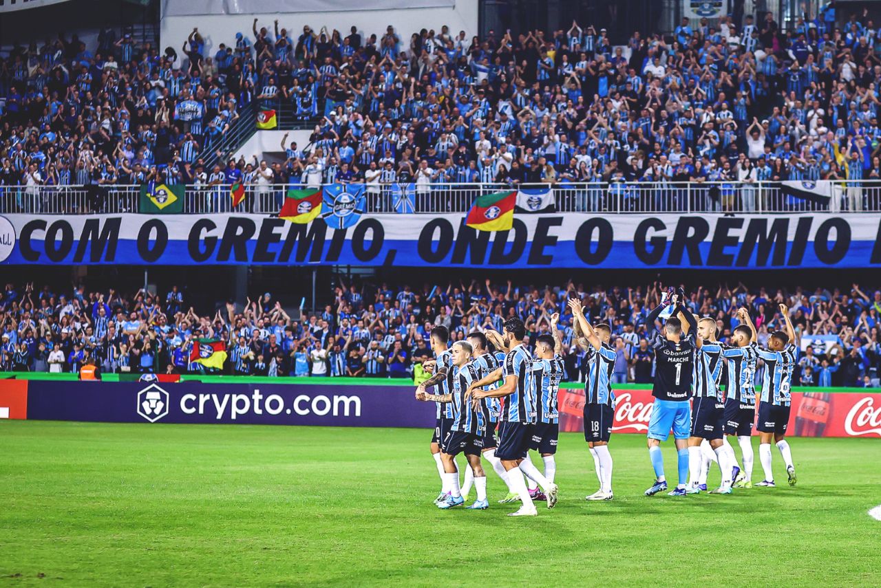 Grêmio empatou com o Estudiantes no fechamento da fase de grupos da Libertadores (foto: Lucas Uebel/GFBPA)