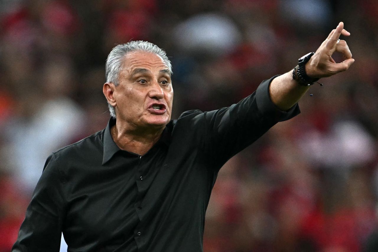 Tite foi atingido por torcedor do Palmeiras no Allianz Parque (Foto: Mauro Pimentel/AFP)