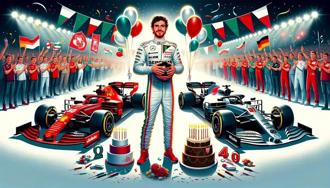 Ferrari e Mercedes Parabenizam Hamilton pelo Aniversário de 40 Anos
