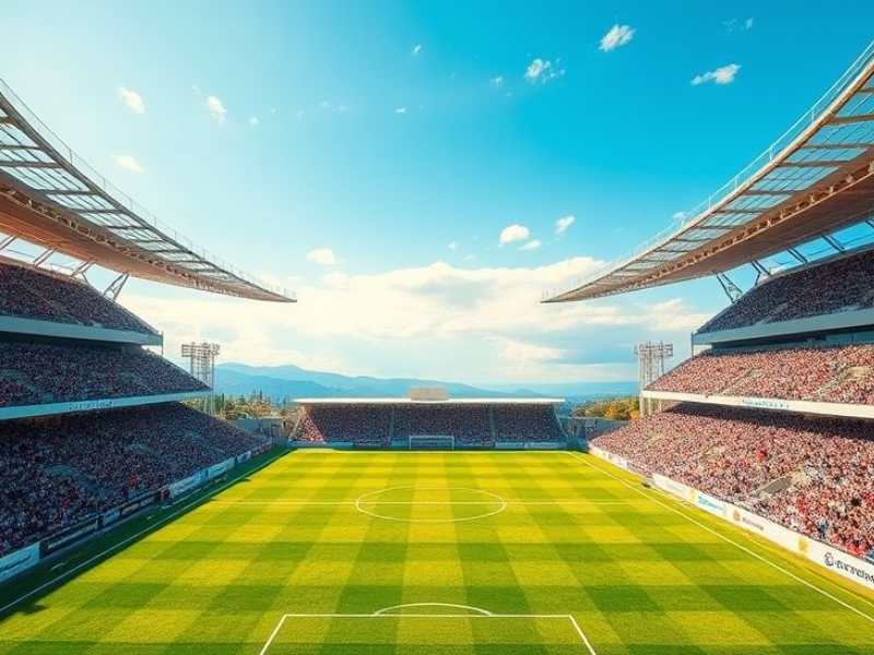 Escudos do Atlético-MG e Tocantinópolis em um estádio de futebol exuberante.
