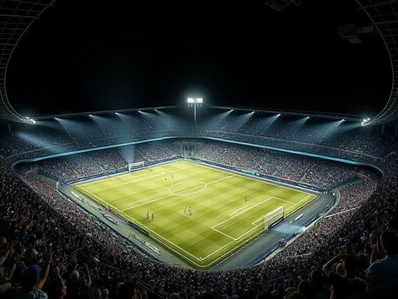 Vista aérea do estádio Nilton Santos durante um jogo noturno, simbolizando os desafios do Botafogo como visitante.