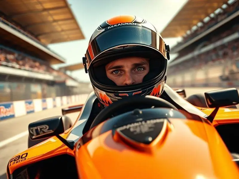 Lando Norris pilotando McLaren em alta velocidade no Bahrein.