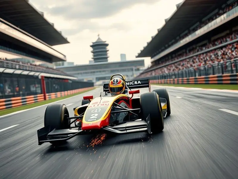 Gabriel Bortoleto pilotando seu carro de F2 no Grande Prêmio da China, em Xangai.