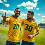 Vini Jr. e Estevão sorrindo em treino da seleção brasileira de futebol.