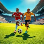 Jogadores de Al Qadsiah e Al Ittihad disputando a bola durante partida da Liga Saudita.