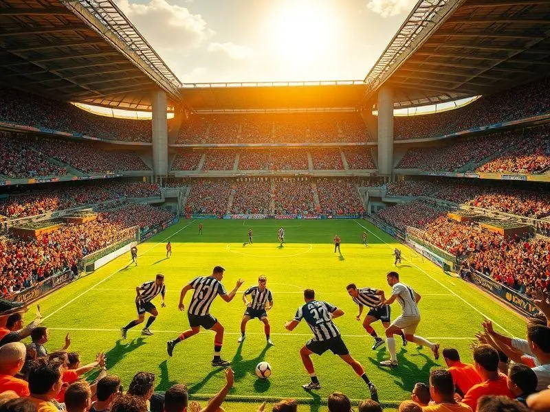 Estádio vibrante com torcedores e jogadores do Botafogo SAF em partida intensa.
