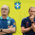 Filipe Luís com uniforme do Flamengo no centro de treinamento.