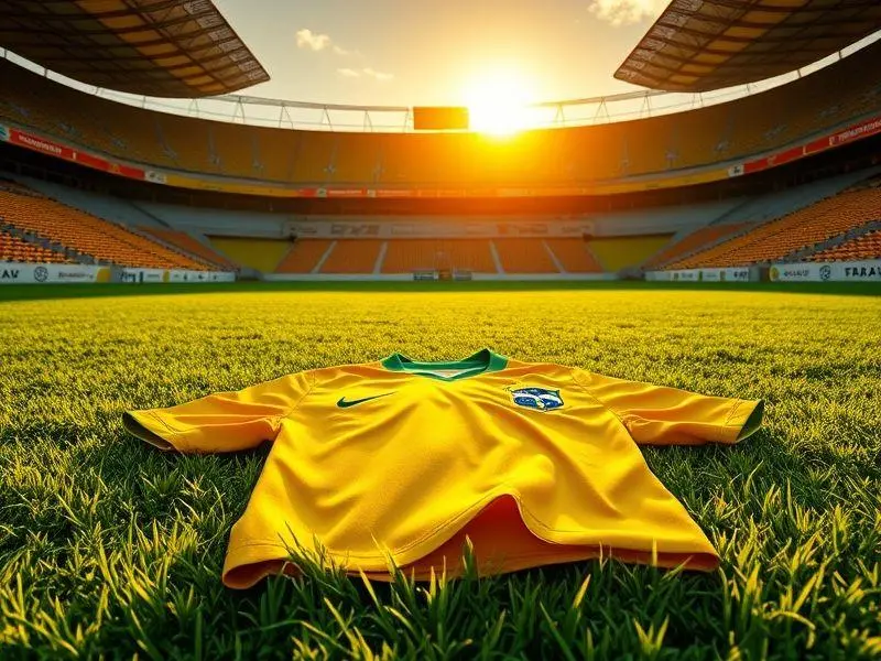 Camisa da Seleção Brasileira no centro de um estádio.