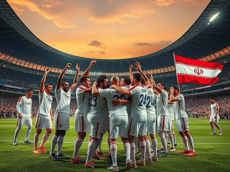 Jogadores da seleção iraniana comemoram a classificação para a Copa do Mundo de 2026.