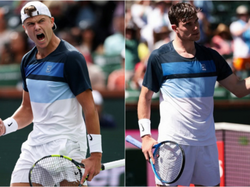 Draper e Rune competindo na final do Masters 1000 de Indian Wells.