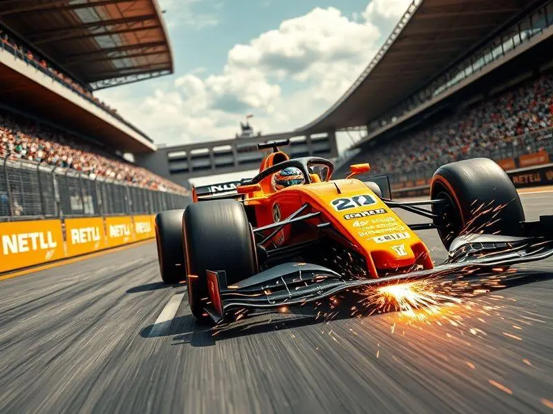 Carro de Fórmula 1 em alta velocidade durante treino livre.